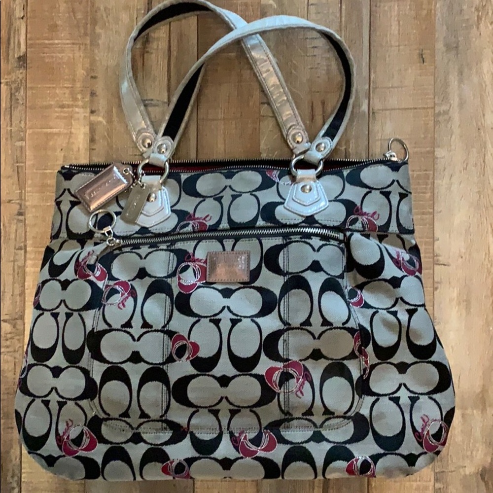 Coach 18711 Poppy Hearts Signature Glam Bag